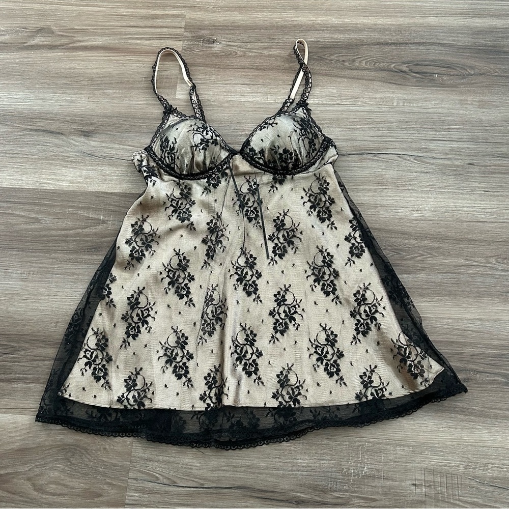 Seductive Wear by Cinema Etoile Cream Black Lace Intimate Dress Women Size Med.